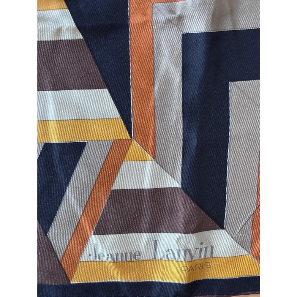 Vintage Jeanne Lanvin Paris Geometric Silk Scarf Designer Accessory